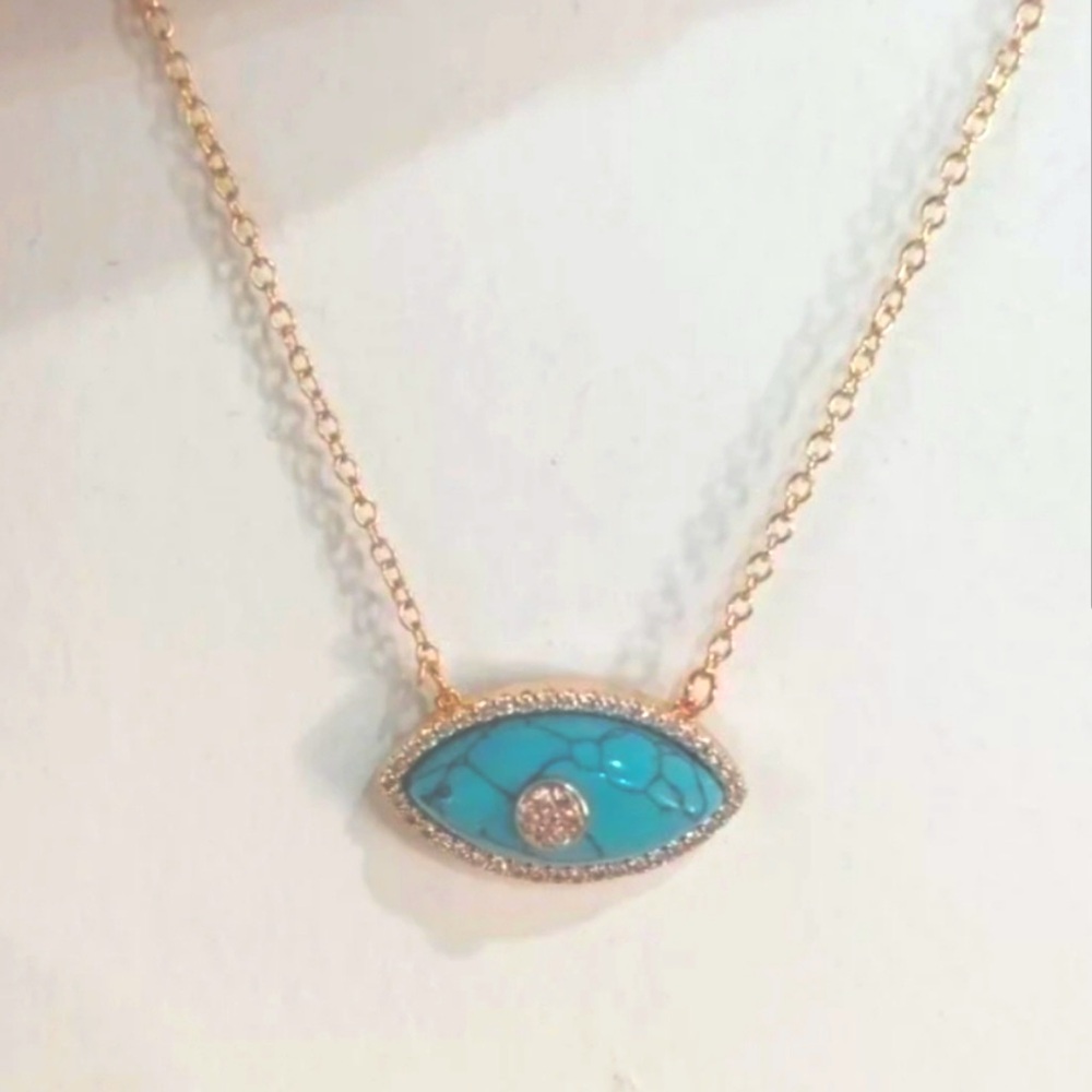 Evil Eye Turquoise Pendant Necklace
(NEW) - 18k Gold Plated